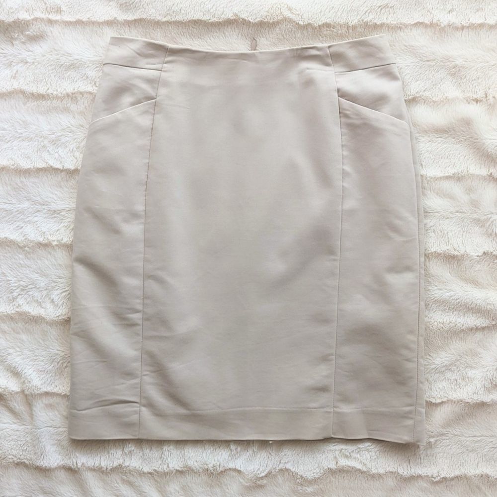 H&M beige cotton blend pencil skirt lined size 8 B1